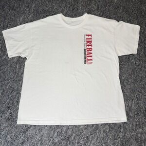 Fireball Cinnamon Whisky T-Shirt‎ Mens XL White Red Hot Demon Graphic Promo Tee